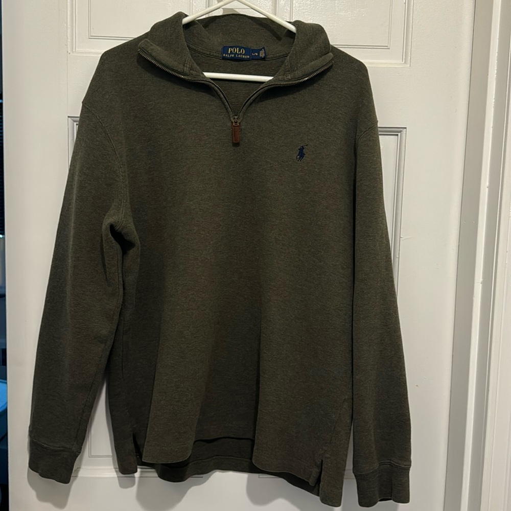 EUC Hunter Green Ralph Lauren Polo Quarter Zip Pull Over Sweater Size L